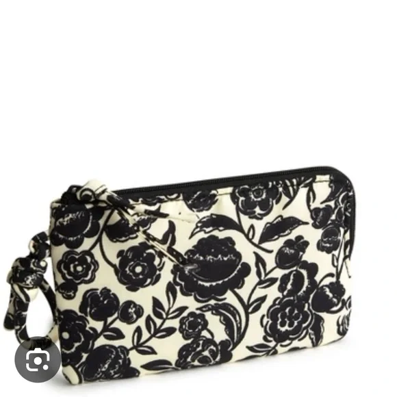 Vera Bradley Floral Black and White Women's wristlet - Picture 1 of 3